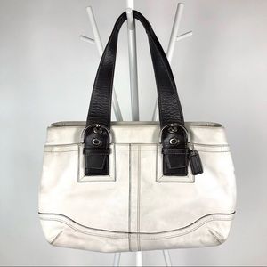 Coach white leather tote bag purse